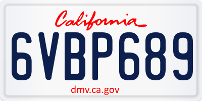 CA license plate 6VBP689
