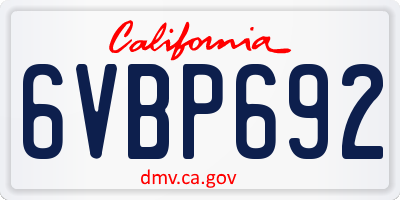 CA license plate 6VBP692