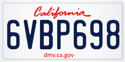 CA license plate 6VBP698
