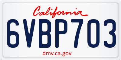 CA license plate 6VBP703