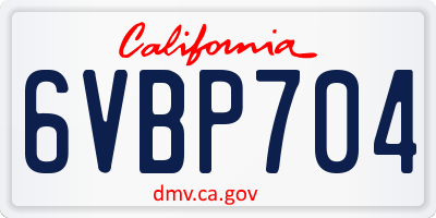 CA license plate 6VBP704
