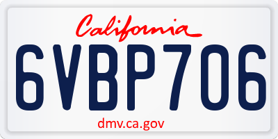 CA license plate 6VBP706