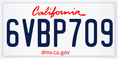 CA license plate 6VBP709