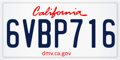 CA license plate 6VBP716