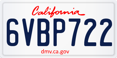 CA license plate 6VBP722