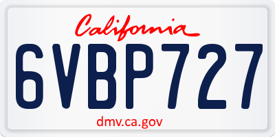 CA license plate 6VBP727