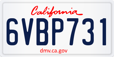 CA license plate 6VBP731
