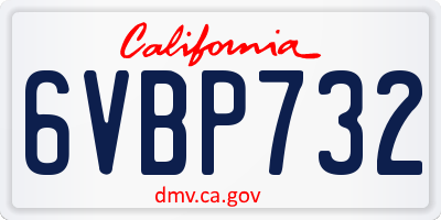 CA license plate 6VBP732