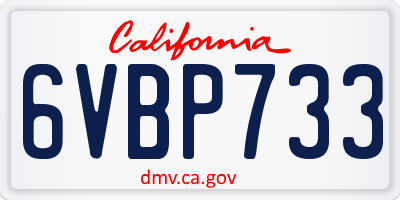 CA license plate 6VBP733