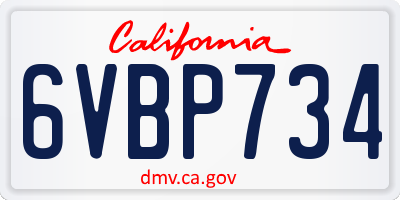 CA license plate 6VBP734