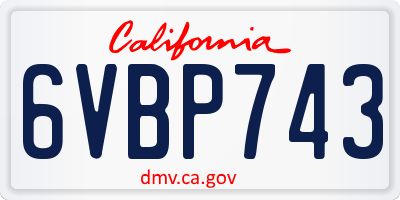 CA license plate 6VBP743