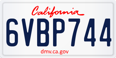 CA license plate 6VBP744