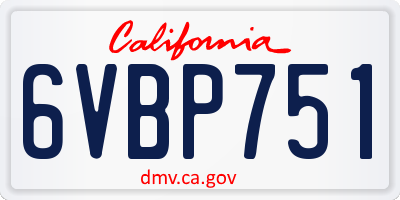 CA license plate 6VBP751