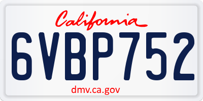 CA license plate 6VBP752