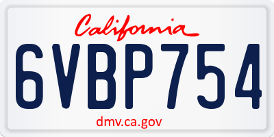 CA license plate 6VBP754