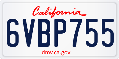 CA license plate 6VBP755