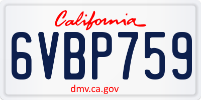 CA license plate 6VBP759