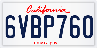 CA license plate 6VBP760