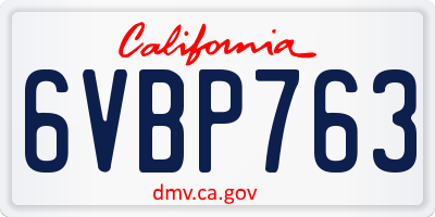 CA license plate 6VBP763