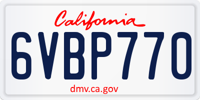 CA license plate 6VBP770