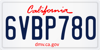CA license plate 6VBP780