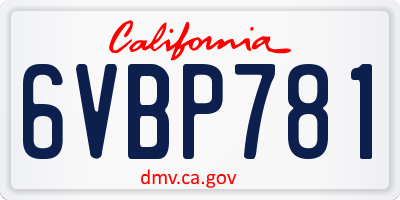 CA license plate 6VBP781