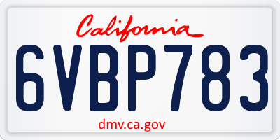 CA license plate 6VBP783