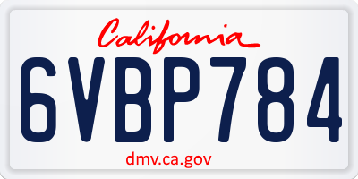 CA license plate 6VBP784