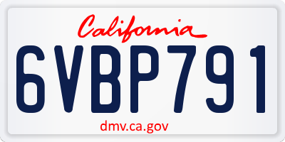 CA license plate 6VBP791