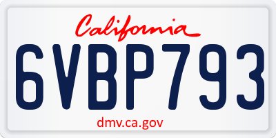 CA license plate 6VBP793