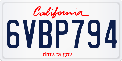 CA license plate 6VBP794