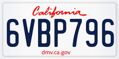 CA license plate 6VBP796