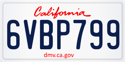 CA license plate 6VBP799