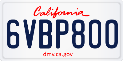 CA license plate 6VBP800
