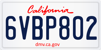 CA license plate 6VBP802