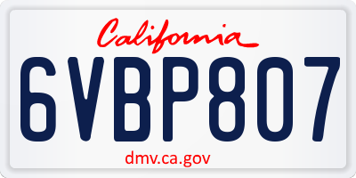 CA license plate 6VBP807