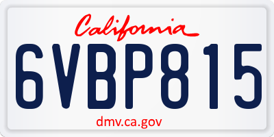 CA license plate 6VBP815