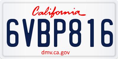 CA license plate 6VBP816