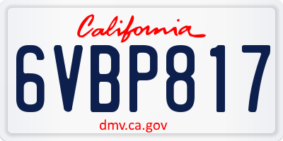 CA license plate 6VBP817