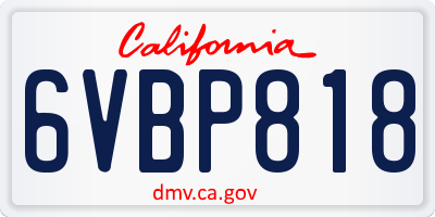 CA license plate 6VBP818