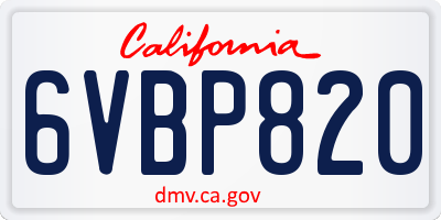CA license plate 6VBP820