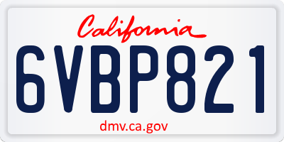 CA license plate 6VBP821