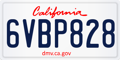 CA license plate 6VBP828