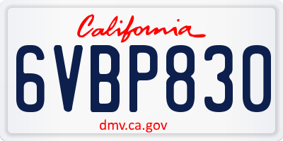 CA license plate 6VBP830
