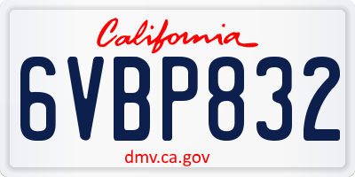 CA license plate 6VBP832