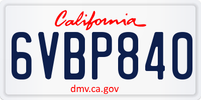 CA license plate 6VBP840