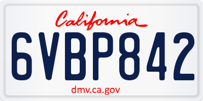 CA license plate 6VBP842