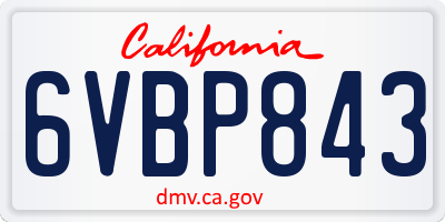 CA license plate 6VBP843