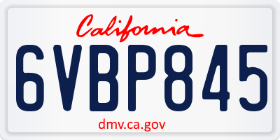 CA license plate 6VBP845