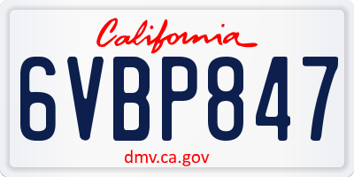 CA license plate 6VBP847